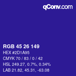 Farbcode: RGB 45 26 149 | qconv.com