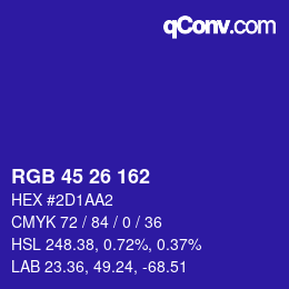 Color code: RGB 45 26 162 | qconv.com