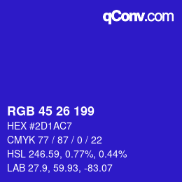 Color code: RGB 45 26 199 | qconv.com