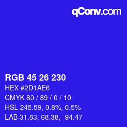 Color code: RGB 45 26 230 | qconv.com