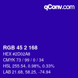 カラーコード: RGB 45 2 168 | qconv.com