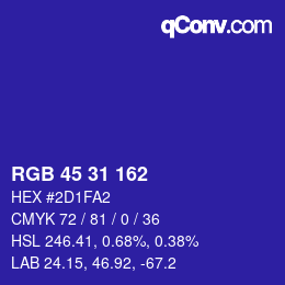 Color code: RGB 45 31 162 | qconv.com