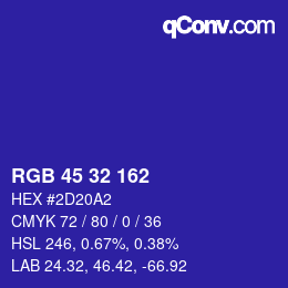 Color code: RGB 45 32 162 | qconv.com