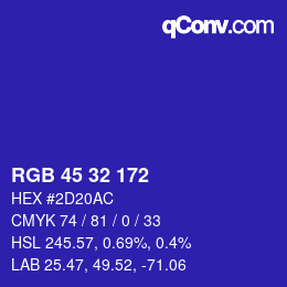 Color code: RGB 45 32 172 | qconv.com