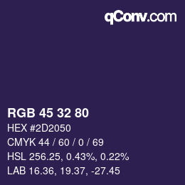 Color code: RGB 45 32 80 | qconv.com