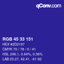 Farbcode: RGB 45 33 151 | qconv.com