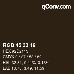Color code: RGB 45 33 19 | qconv.com
