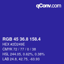 カラーコード: RGB 45 36.8 158.4 | qconv.com