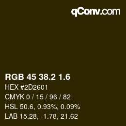 カラーコード: RGB 45 38.2 1.6 | qconv.com