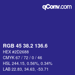 カラーコード: RGB 45 38.2 136.6 | qconv.com