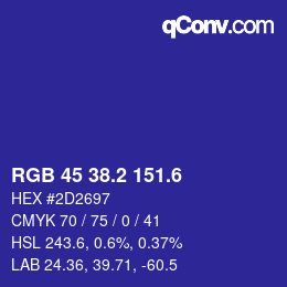 カラーコード: RGB 45 38.2 151.6 | qconv.com