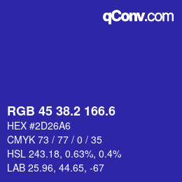 カラーコード: RGB 45 38.2 166.6 | qconv.com