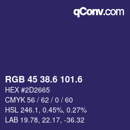 カラーコード: RGB 45 38.6 101.6 | qconv.com