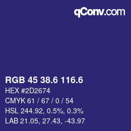 カラーコード: RGB 45 38.6 116.6 | qconv.com