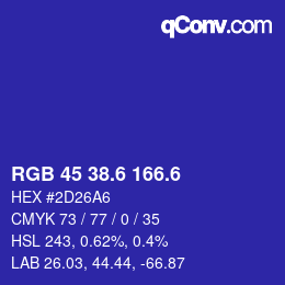 カラーコード: RGB 45 38.6 166.6 | qconv.com