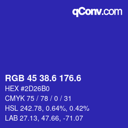カラーコード: RGB 45 38.6 176.6 | qconv.com