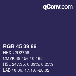 カラーコード: RGB 45 39 88 | qconv.com