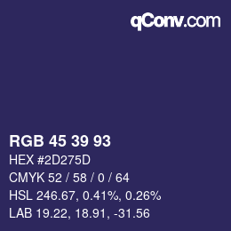 颜色代码: RGB 45 39 93 | qconv.com