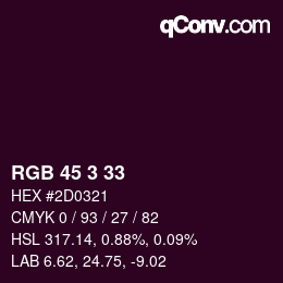 Color code: RGB 45 3 33 | qconv.com