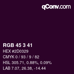 Color code: RGB 45 3 41 | qconv.com