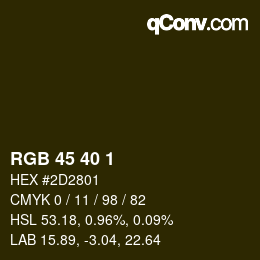 Color code: RGB 45 40 1 | qconv.com