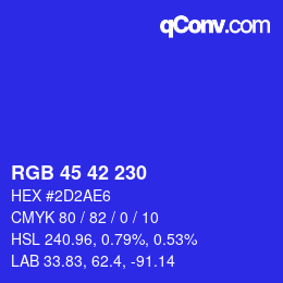 カラーコード: RGB 45 42 230 | qconv.com