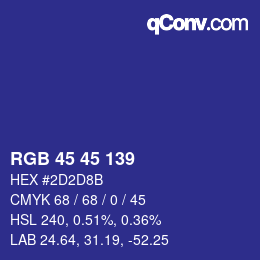 Color code: RGB 45 45 139 | qconv.com
