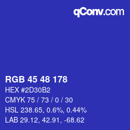 Color code: RGB 45 48 178 | qconv.com
