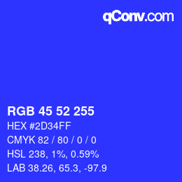 カラーコード: RGB 45 52 255 | qconv.com