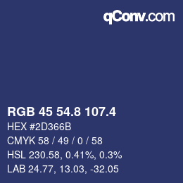 カラーコード: RGB 45 54.8 107.4 | qconv.com