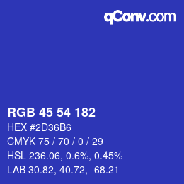 カラーコード: RGB 45 54 182 | qconv.com