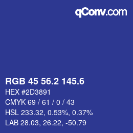 カラーコード: RGB 45 56.2 145.6 | qconv.com
