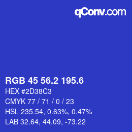 カラーコード: RGB 45 56.2 195.6 | qconv.com