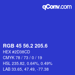 カラーコード: RGB 45 56.2 205.6 | qconv.com