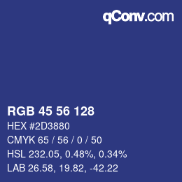 カラーコード: RGB 45 56 128 | qconv.com