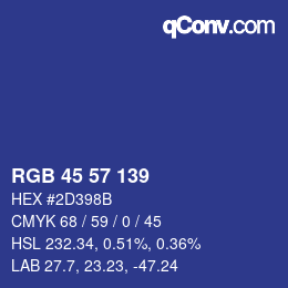 Color code: RGB 45 57 139 | qconv.com