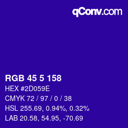 Color code: RGB 45 5 158 | qconv.com