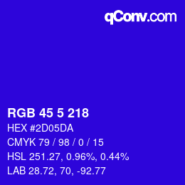 Color code: RGB 45 5 218 | qconv.com