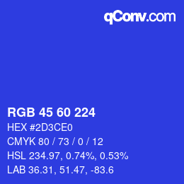 カラーコード: RGB 45 60 224 | qconv.com