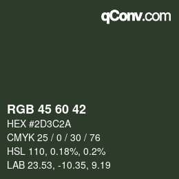 颜色代码: RGB 45 60 42 | qconv.com