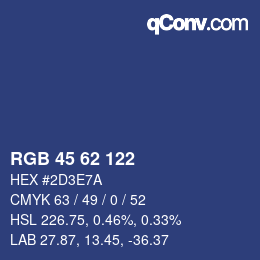 カラーコード: RGB 45 62 122 | qconv.com