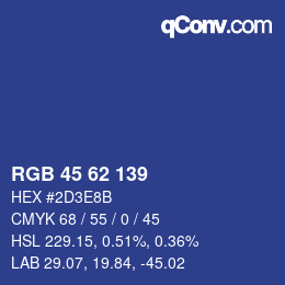 Color code: RGB 45 62 139 | qconv.com