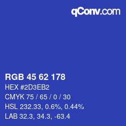 Color code: RGB 45 62 178 | qconv.com
