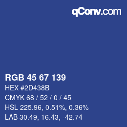 Color code: RGB 45 67 139 | qconv.com