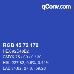 Color code: RGB 45 72 178 | qconv.com