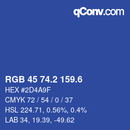 カラーコード: RGB 45 74.2 159.6 | qconv.com