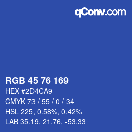 颜色代码: RGB 45 76 169 | qconv.com