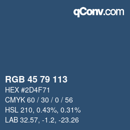颜色代码: RGB 45 79 113 | qconv.com
