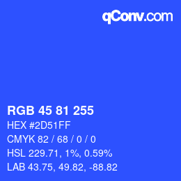 Color code: RGB 45 81 255 | qconv.com