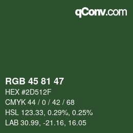 Color code: RGB 45 81 47 | qconv.com